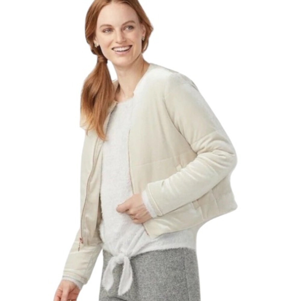 Lauren Conrad quilted puffer jacket metallic cream color and rose gold xxl